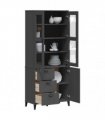 vidaXL Highboard "VIKEN" Anthracite Grey 80x40x190 cm Solid Wood Pine