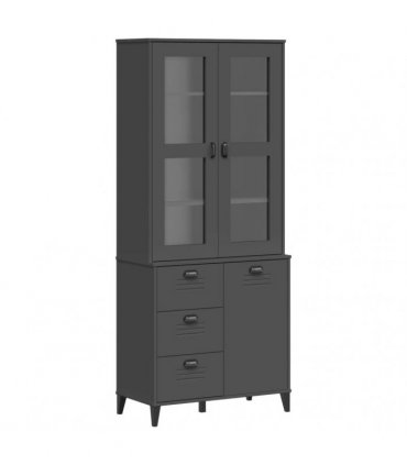 vidaXL Highboard "VIKEN" Anthracite Grey 80x40x190 cm Solid Wood Pine
