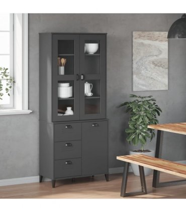 vidaXL Highboard "VIKEN" Anthracite Grey 80x40x190 cm Solid Wood Pine