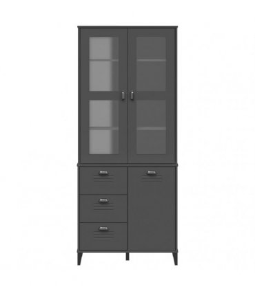 vidaXL Highboard "VIKEN" Anthracite Grey 80x40x190 cm Solid Wood Pine