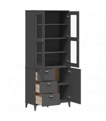 vidaXL Highboard "VIKEN" Anthracite Grey 80x40x190 cm Solid Wood Pine