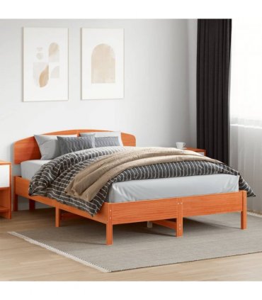 vidaXL Bed Frame without Mattress Wax Brown 150x200 cm Solid Wood Pine