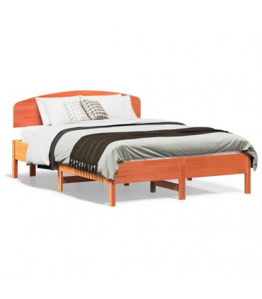 vidaXL Bed Frame without Mattress Wax Brown 135x190 cm Solid Wood Pine