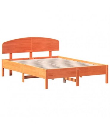 vidaXL Bed Frame without Mattress Wax Brown 135x190 cm Solid Wood Pine