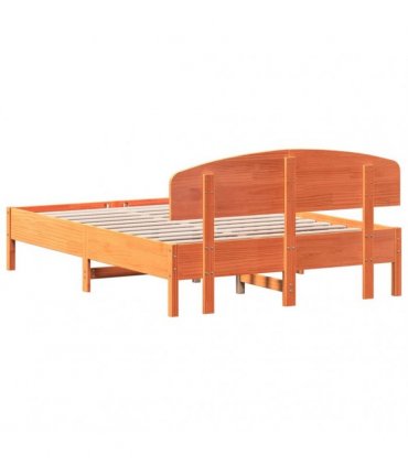 vidaXL Bed Frame without Mattress Wax Brown 135x190 cm Solid Wood Pine