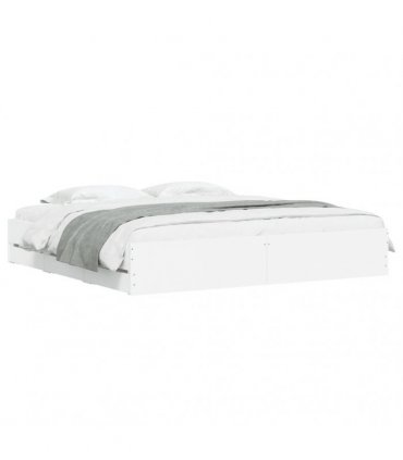 vidaXL Bed Frame with Drawers without Mattress White 200x200 cm
