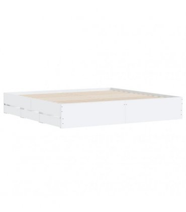 vidaXL Bed Frame with Drawers without Mattress White 200x200 cm