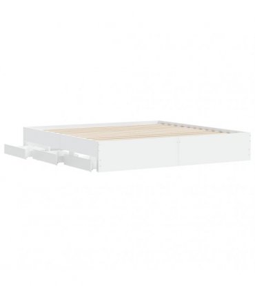 vidaXL Bed Frame with Drawers without Mattress White 200x200 cm