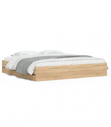 vidaXL Bed Frame with Drawers without Mattress Sonoma Oak 200x200 cm