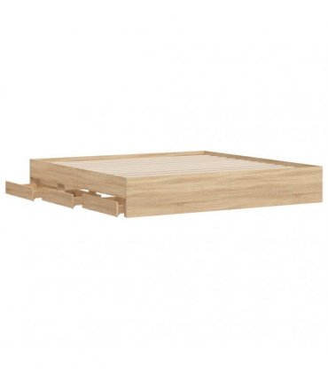 vidaXL Bed Frame with Drawers without Mattress Sonoma Oak 200x200 cm