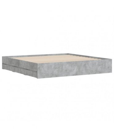 vidaXL Bed Frame with Drawers without Mattress Concrete Grey 160x200cm