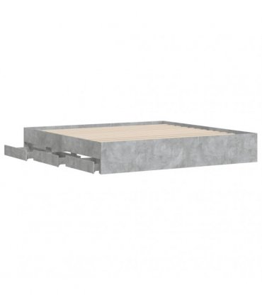 vidaXL Bed Frame with Drawers without Mattress Concrete Grey 160x200cm