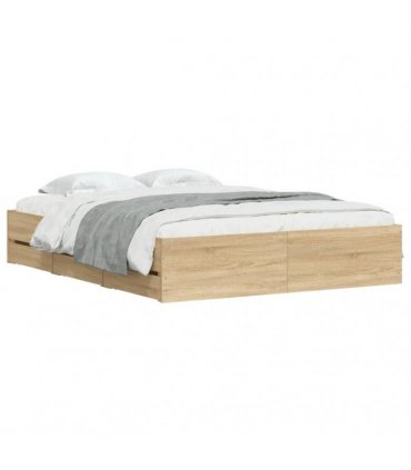 vidaXL Bed Frame with Drawers without Mattress Sonoma Oak 150x200 cm