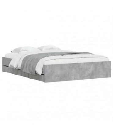 vidaXL Bed Frame with Drawers without Mattress Concrete Grey 150x200cm