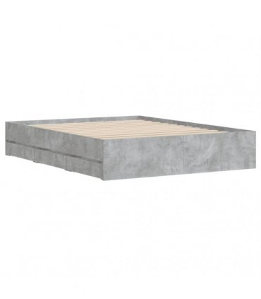vidaXL Bed Frame with Drawers without Mattress Concrete Grey 150x200cm