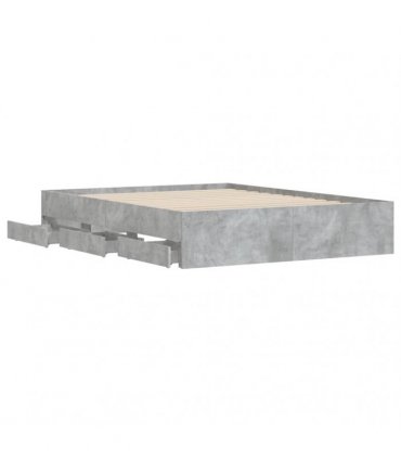 vidaXL Bed Frame with Drawers without Mattress Concrete Grey 150x200cm