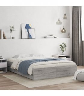 vidaXL Bed Frame with Drawers without Mattress Grey Sonoma 150x200 cm
