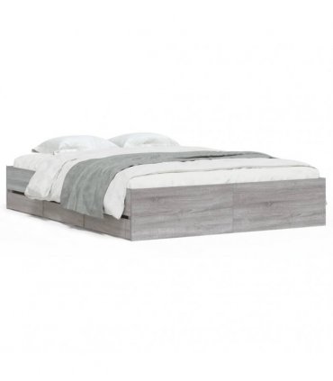 vidaXL Bed Frame with Drawers without Mattress Grey Sonoma 150x200 cm