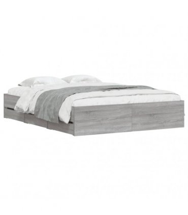 vidaXL Bed Frame with Drawers without Mattress Grey Sonoma 150x200 cm
