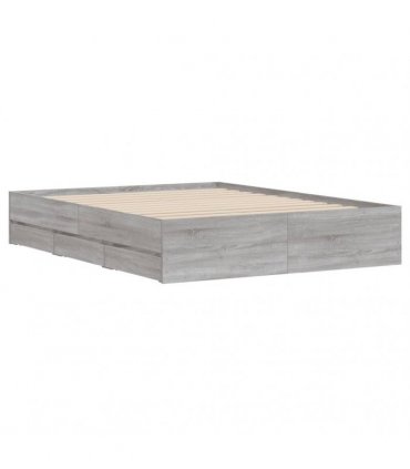 vidaXL Bed Frame with Drawers without Mattress Grey Sonoma 150x200 cm