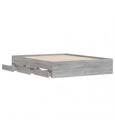 vidaXL Bed Frame with Drawers without Mattress Grey Sonoma 150x200 cm