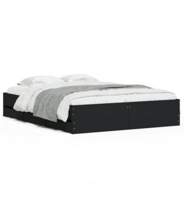 vidaXL Bed Frame with Drawers without Mattress Black 140x200 cm