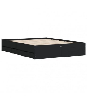 vidaXL Bed Frame with Drawers without Mattress Black 140x200 cm