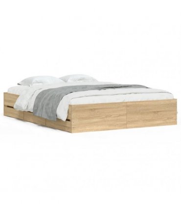vidaXL Bed Frame with Drawers without Mattress Sonoma Oak 140x200 cm