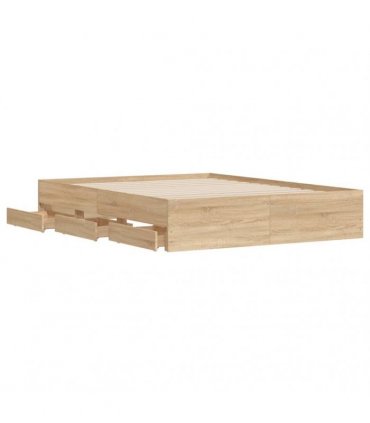 vidaXL Bed Frame with Drawers without Mattress Sonoma Oak 140x200 cm