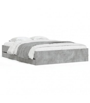 vidaXL Bed Frame with Drawers without Mattress Concrete Grey 140x200cm