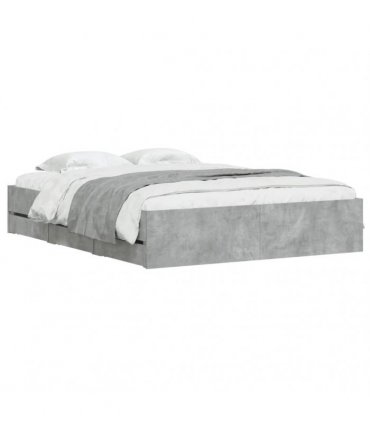 vidaXL Bed Frame with Drawers without Mattress Concrete Grey 140x200cm