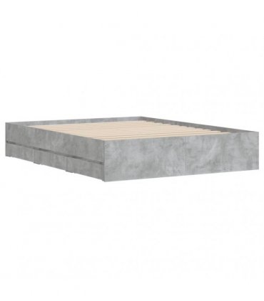 vidaXL Bed Frame with Drawers without Mattress Concrete Grey 140x200cm