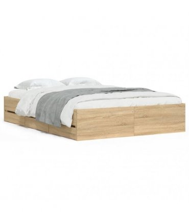 vidaXL Bed Frame with Drawers without Mattress Sonoma Oak 120x200 cm