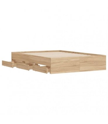 vidaXL Bed Frame with Drawers without Mattress Sonoma Oak 120x200 cm