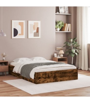 vidaXL Bed Frame with Drawers without Mattress Smoked Oak 120x200 cm