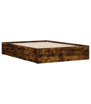 vidaXL Bed Frame with Drawers without Mattress Smoked Oak 120x200 cm