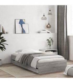 vidaXL Bed Frame with Drawers without Mattress Grey Sonoma 100x200 cm