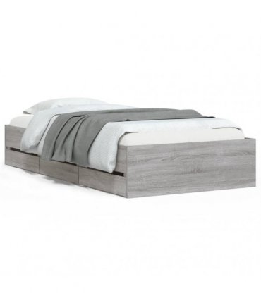 vidaXL Bed Frame with Drawers without Mattress Grey Sonoma 100x200 cm