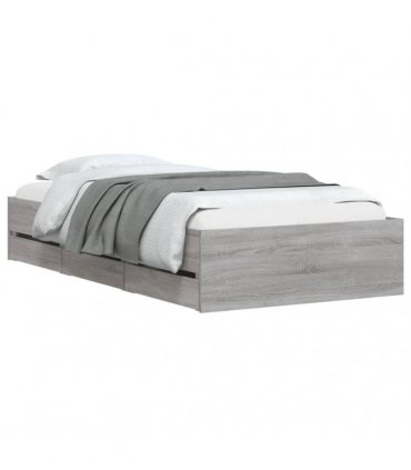 vidaXL Bed Frame with Drawers without Mattress Grey Sonoma 100x200 cm