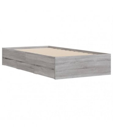 vidaXL Bed Frame with Drawers without Mattress Grey Sonoma 100x200 cm