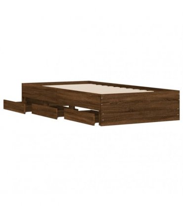 vidaXL Bed Frame with Storage Brown Oak 100 x 200 cm