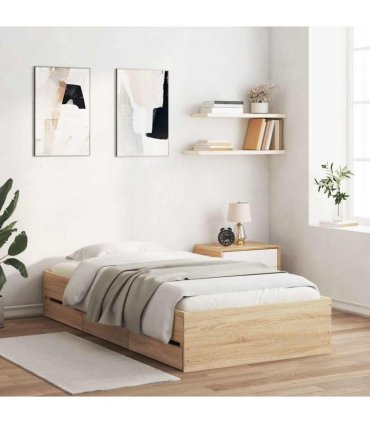 vidaXL Bed Frame with Drawers without Mattress Sonoma Oak 90x200 cm