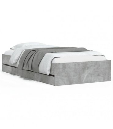 vidaXL Bed Frame with Drawers without Mattress Concrete Grey 90x200 cm