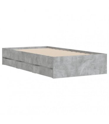 vidaXL Bed Frame with Drawers without Mattress Concrete Grey 90x200 cm