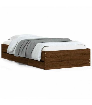 vidaXL Bed Frame with Drawers without Mattress Brown Oak 90x200 cm