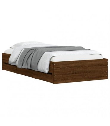 vidaXL Bed Frame with Drawers without Mattress Brown Oak 90x200 cm