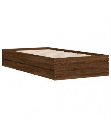 vidaXL Bed Frame with Drawers without Mattress Brown Oak 90x200 cm
