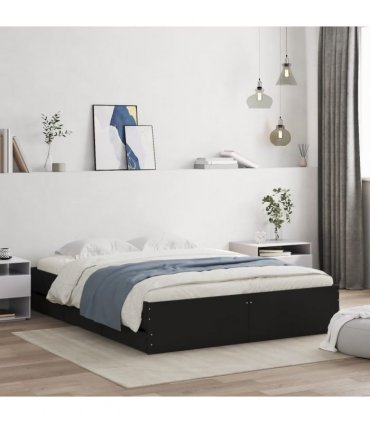 vidaXL Bed Frame with Drawers without Mattress Black 140x190 cm