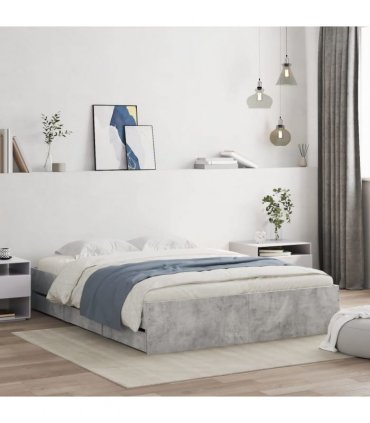 vidaXL Bed Frame with Drawers without Mattress Concrete Grey 140x190cm