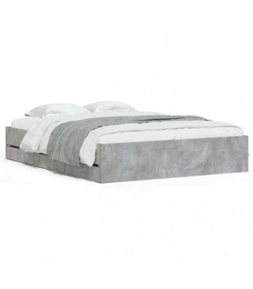 vidaXL Bed Frame with Drawers without Mattress Concrete Grey 140x190cm
